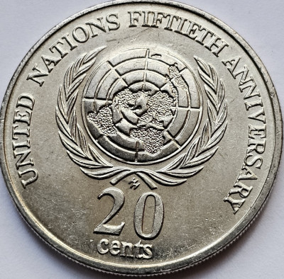 20 cents 1995 Australia, 50th Anniversary of the United Nations, km#295 foto