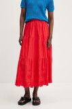 Desigual fustă din bumbac TOLSTOI culoarea rosu, maxi, evazati, 25SWFW01