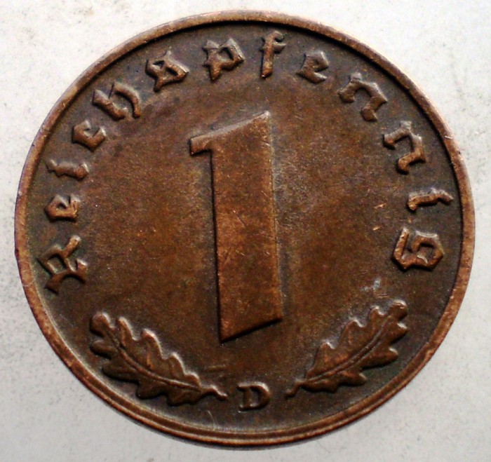 2.502 GERMANIA WWII 1 REICHSPFENNIG 1939 D EROARE
