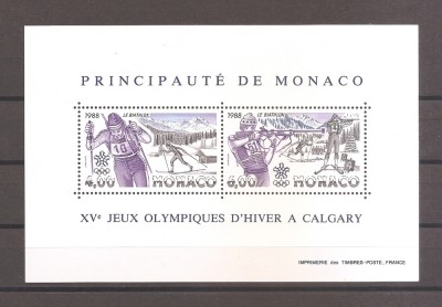 Monaco 1988 - Jocurile Olimpice de iarnă - Calgary, Canada(colita), MNH foto