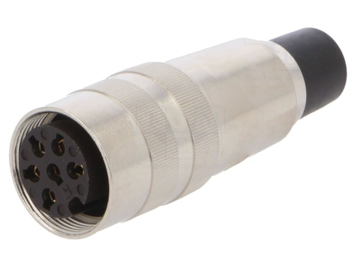 Conector M16 mamă, 6 pini, drept