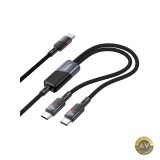 Cablu Date si Incarcare USB-C - 2 x USB-C HOCO U139 2in1 100W 1.2m Negru