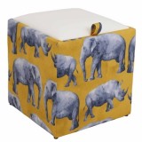 TABURET BOX - PRINT - CORP SAFARI RINOCERI/CAPAC IMITATIE PIELE DIVERSE CULORI - Roz 21896