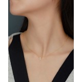 Cumpara ieftin Lantisor Argint 925 Aurit, Pandantiv Minimalist "Pure Drop" cu Perla Sintetica si Cristal Cubic Zirconia, 40+5 cm
