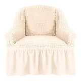 Husa Fotoliu Elastica cu Volane, Crem Natur - HEP57