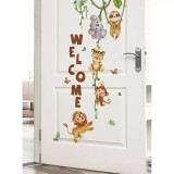 Cumpara ieftin Sticker Perete Autocolant Animale si Welcome 56x103cm - 43668