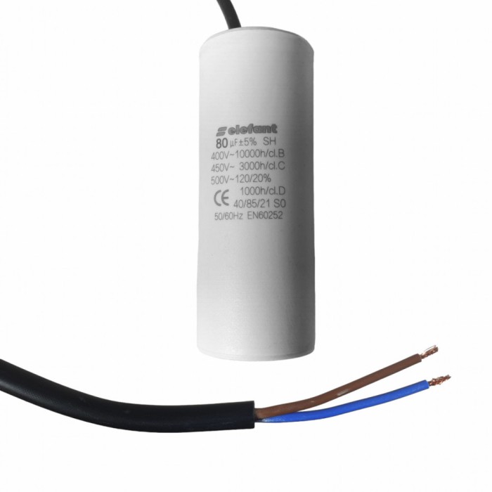 Condensator cu fire CBB60 80&micro;F 50x127mm 450V, Elefant Innovative ReliableTools