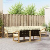 vidaXL Set mobilier gradina exterior 7 piese lemn acacia alb crem canapele terasa