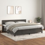 vidaXL Pat box spring cu saltea, gri &icirc;nchis, 200x200 cm, catifea