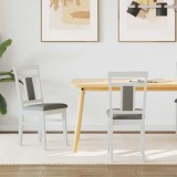 vidaXL Scaun de sufragerie 2 pcs Alb și gri Lemn Solid de Cauciuc 42020505