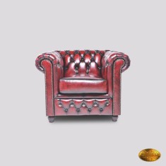 Fotoliu Chesterfield 1 loc Brighton FT Spălat de m&acirc;nă Roșu Antic