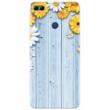 Husa silicon pentru Huawei Y9 2018, Sunflower On Blue Wood