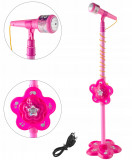 Microfon de jucarie cu stativ reglabil 106 cm, amplificator voce, MP3, conectare smartphone, roz, ProCart