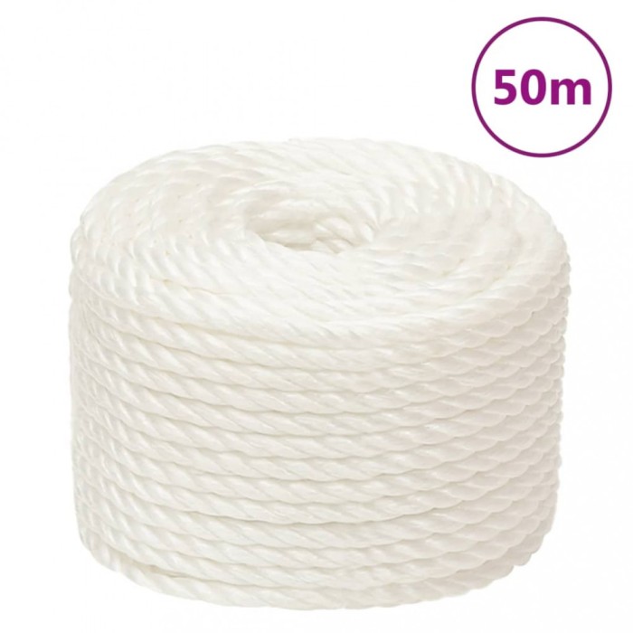 Fr&acirc;nghie de lucru, Alb, 24 mm, 50 m, polipropilenă