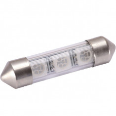 Bec LED SOFIT STICLA 36MM 3 SMD 5050 12V ALBA CALD COD: PT30 foto