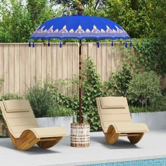 Parasol Balinez albastru 180-190 cm Bumbac, lemn masiv