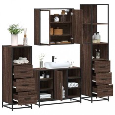 Gossi set de mobilier de baie din 4 piese din lemn de stejar maro