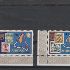 Aitutaki 1974-Centenar U.P.U.,Timbru-1903,Harta cu nisip,serie 2 val.Mi.118-119