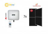 Kit sistem fotovoltaic 3 kW hibrid monofazat, invertor Huawei si 7 Panouri fotovoltaice Canadian Solar 460W