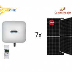 Kit sistem fotovoltaic 3 kW hibrid monofazat, invertor Huawei si 7 Panouri fotovoltaice Canadian Solar 460W