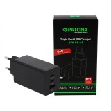 Incarcator Patona Premium GaN PD65W Adapter 2xUSB-C 1xUSB-A PD3.0 QC3.0 - 2640