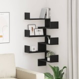 Set 2 Rafturi Colt Stejar Negru vidaXL 40x40x49.5 cm Lemn, Rafturi de Perete Moderne, Montaj Inclus