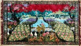 Pauni - carpetă persană originala vintage autentica, produsă din mătase, 200 x 118 cm