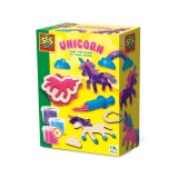 Set creativ copii cu unicorni din lemn si plastilina cu sclipici, SES Creative