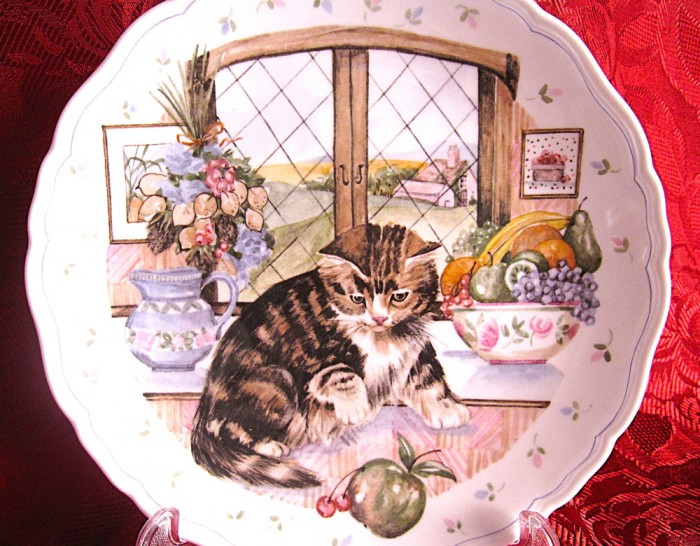 FARFURIE PORTELAN ENGLEZESC ROYAL ALBERT BONE CHINA DECOR PISICA COLECTIA THE COUNTRY KITTEN 21.5 CM