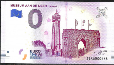 !!! 0 EURO SOUVENIR - BELGIA , MUZEUL WWI AAN DE LIZER - 2018.1 - UNC foto