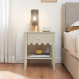 Nachttisch Luspoo mit Schublade 50x40x40 cm Cremewei&szlig; [en.casa]