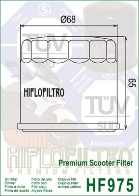 Filtru Ulei HF975 Hiflofiltro Suzuki 16510-03G00 Suzuki 16510-03G00-X07 Suzuki 1 Cod Produs: MX_NEW HF975 foto