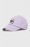 Cumpara ieftin Karl Lagerfeld șapcă de baseball din bumbac culoarea violet, cu imprimeu