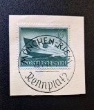 Germania / Grossdeutsches Reich 1944 / Fragment "Das Braune Band von Deutschland" (16+10 Rpf Verde-Alstru) Ștampilat special M&uuml;nchen - CKL2