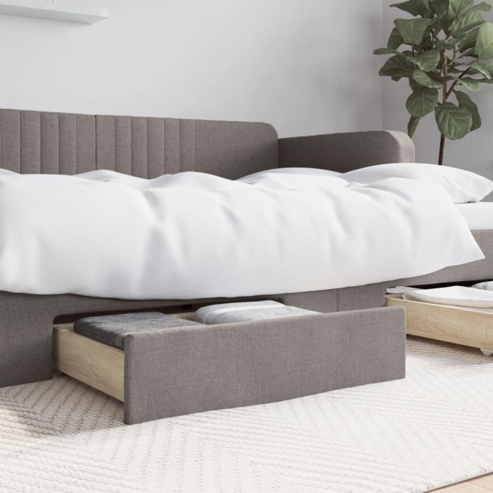 Gossi sertare de pat 2 buc, gri taupe, lemn prelucrat si textil