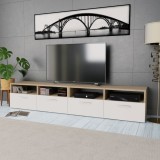 Comode TV 2 buc, PAL, 95x35x36 cm, stejar și alb
