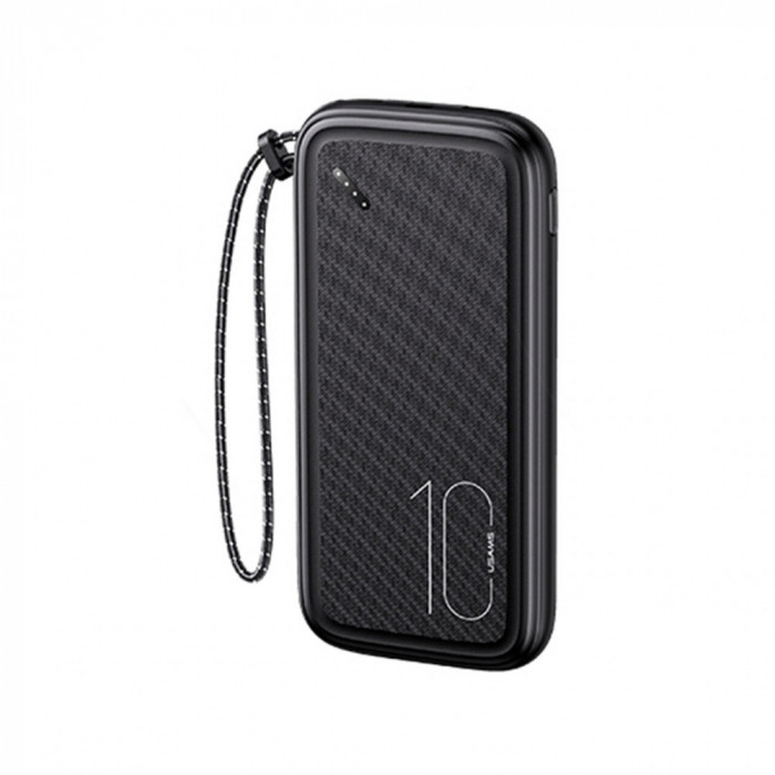 Baterie Externa 10000mAh, 2xUSB, USB-C, Micro-USB - USAMS Lanyard (US-CD150) - Black