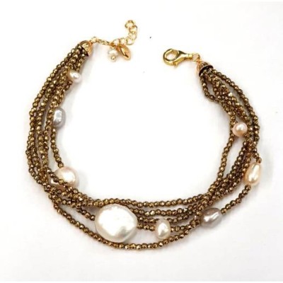 Brățară Celeste din hematit auriu și perle foto