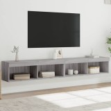 Cumpara ieftin Comode TV cu lumini LED, 2 buc., gri sonoma, 100x30x30 cm