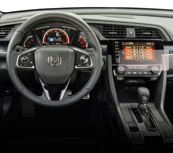 Folie Protectie Display Navigatie, Duragon, Honda Civic Hatchback 2019-2021, silicon Transparent, Anti-zgarieturi, Kit instalare