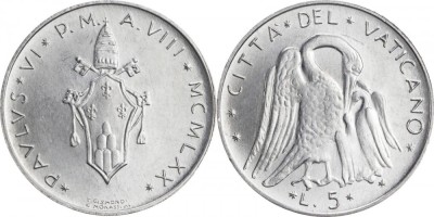 Vatican 1970 - 5 lire aUNC foto
