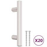 Manere de dulap, 20 buc., argintiu, 64 mm, otel inoxidabil