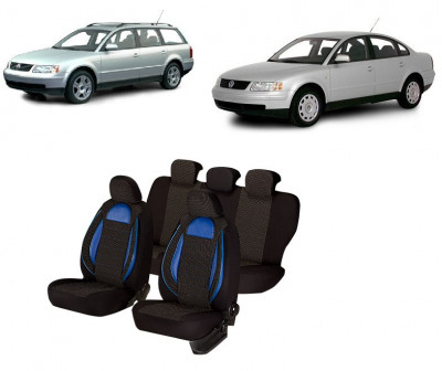 Set huse scaune compatibile VW Passat B5 (1997-2005) Piele + Textil (Compatibile cu sistem AIRBAG) foto