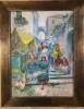 Tablou Peisaj Țigănci Florarese pictura ulei pe p&acirc;nză inramat 37x47cm, Scene gen, Altul