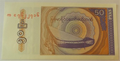 Bancnota exotica 50 PYAS - MYANMAR, anul 1994 *cod 357 B = UNC foto