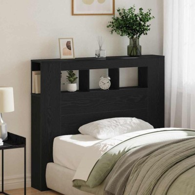 Tăblie LED Stejar negru 120 x 18.5 x 103.5 cm Lemn compozit foto