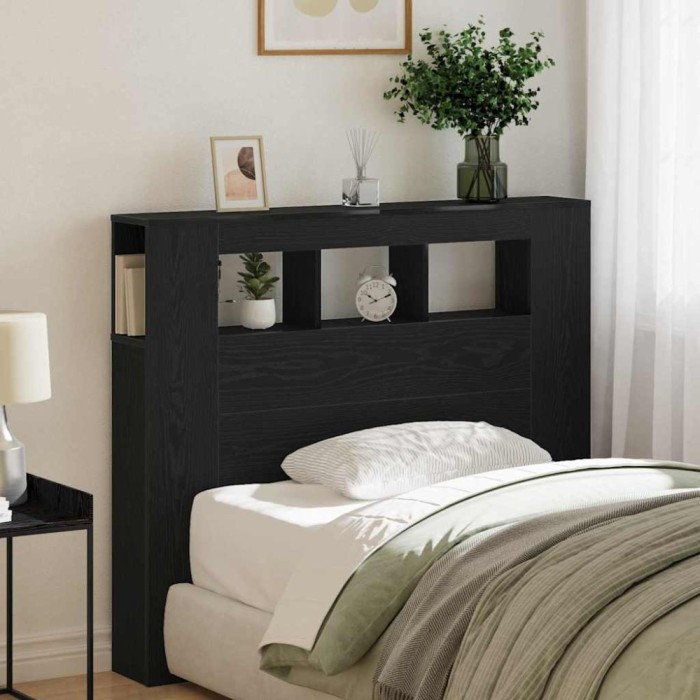 Tăblie LED Stejar negru 120 x 18.5 x 103.5 cm Lemn compozit