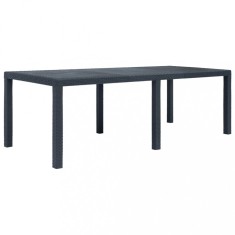 vidaXL Masă de grădină, antracit, 220x90x72 cm , plastic, aspect ratan