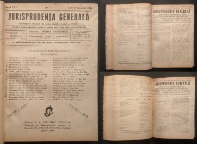 rar 1944 colegat JURISPRUDENTA GENERALA anul XXII &amp;ndash; director VINTILA DONGOROZ. Revista Juridica Drept. 738 pag, 23 numere Ian.-Decembr. Stare uzata foto
