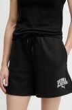 Puma pantaloni scurți culoarea negru, cu imprimeu, high waist, 685038